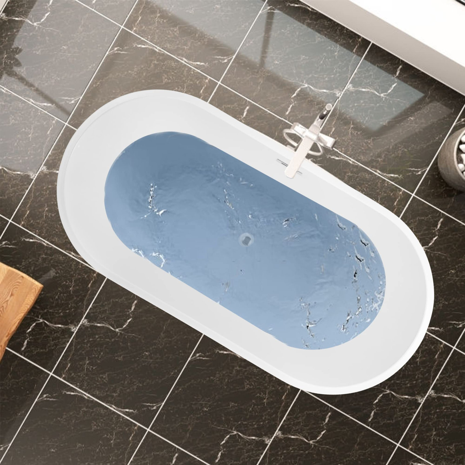 Iris 54" Freestanding Soaking Acrylic Bathtub, White/Matte Black