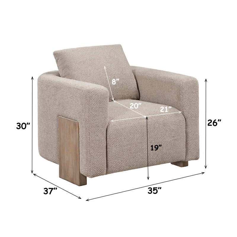 Chaise d'appoint en tissu d'ameublement en latte avec pieds en bois massif Tryne