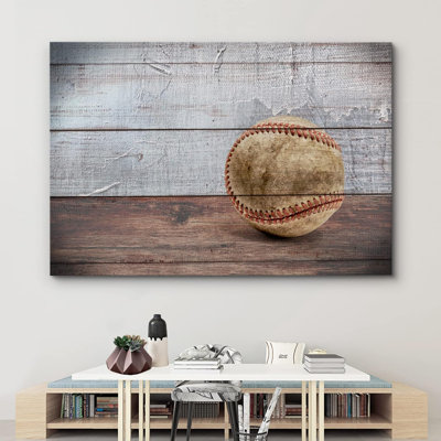 Sport " Vintage Grey Wood Effect Panel Retro Baseball Sports & Fitness Digital Art Boy's Room Wall Decor "