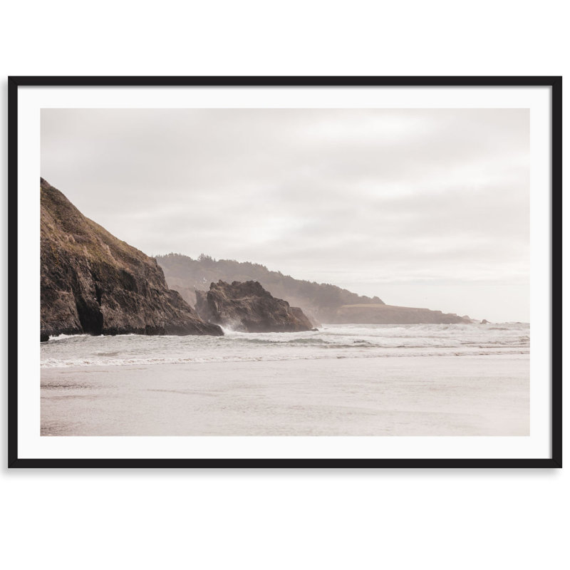 Mendocino Moody Cliffs Print by Carly Tabak, Black Wood, 36" W x 26" H