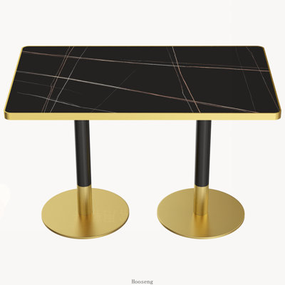 47.24 Inch Tulip Dining Table with Sintered Stone Faux Marble Top and Stainless Steel Base