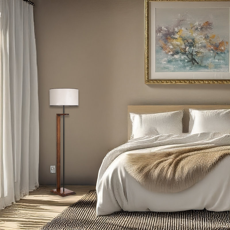 Lampe sur pied en bois massif 64 po Zariana