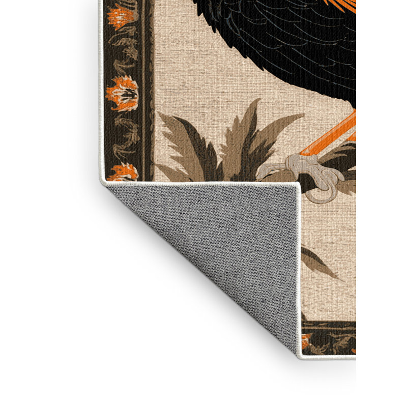 Washable Baltimore Oriole Birds Area Rug, Rectangle 8' x 10'