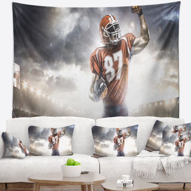 Footballeur américain sur stadium tapestry Sport, H 32 po x l 39 po