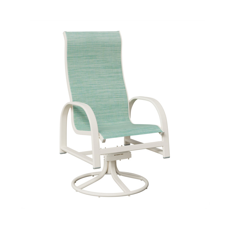 Chaise de salle à manger pivotante à haut dossier en aluminium blanc mat Amma, Paysage marin, Aluminium blanc mat