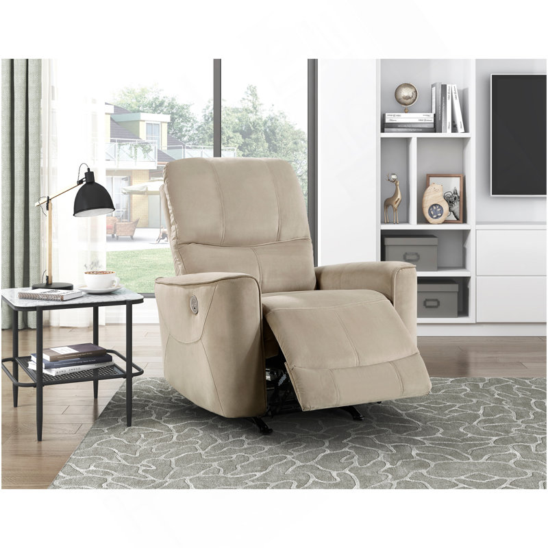Fauteuil inclinable électrique berçant moderne en velours brun clair 1 pièce Modern Living