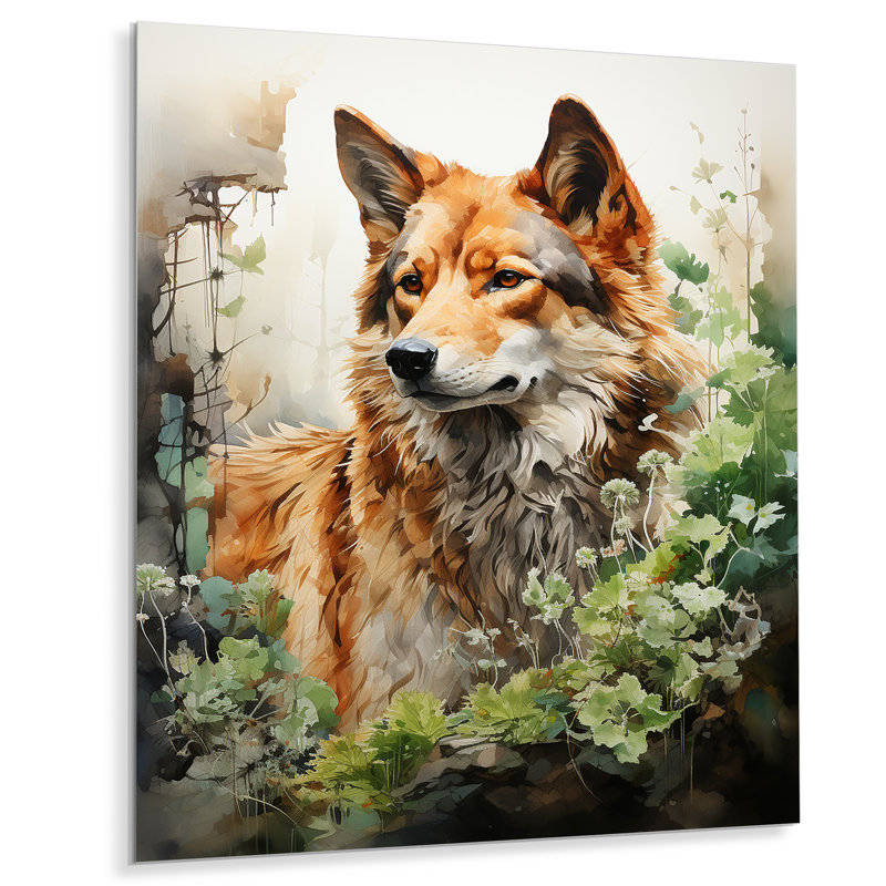 Décoration murale en métal Wolf, H 20 po x l 12 po x P 1 po