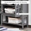 Armoires | Buffet Coffee Bar, 2 portes en verre trempé, tablette intérieure réglable, tablette inférieure ouverte, gris ardoise 31,5 po | Moderne | Panneau de fibres à densité moyenne
