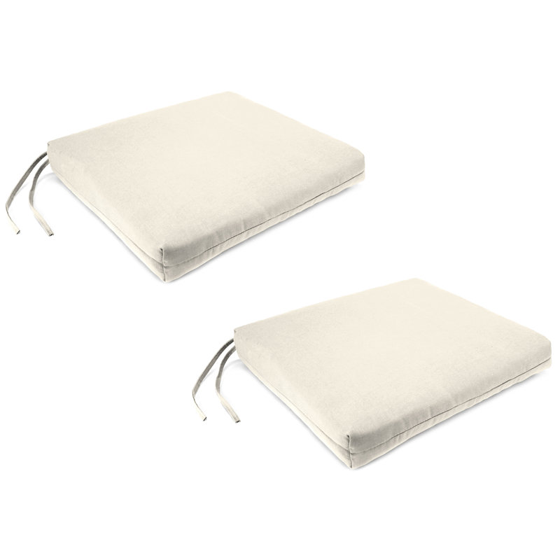 19" x 17" Outdoor Seat Cushion with Ties (Set of 2), White