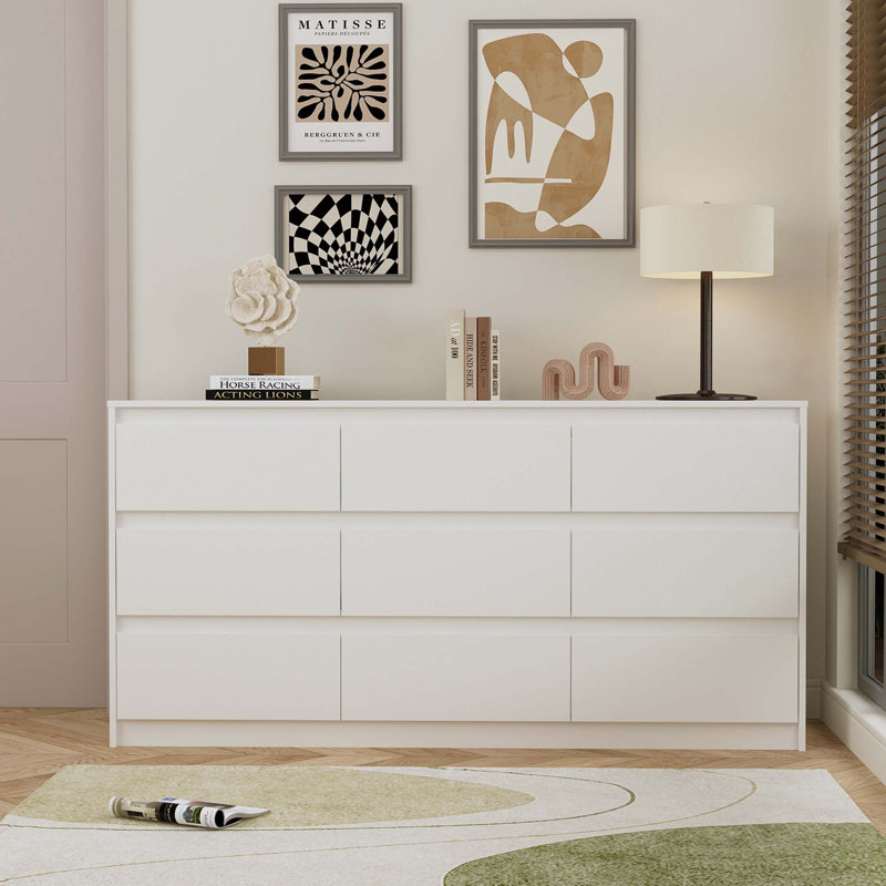 63'' W 9 - Drawer Dresser, White