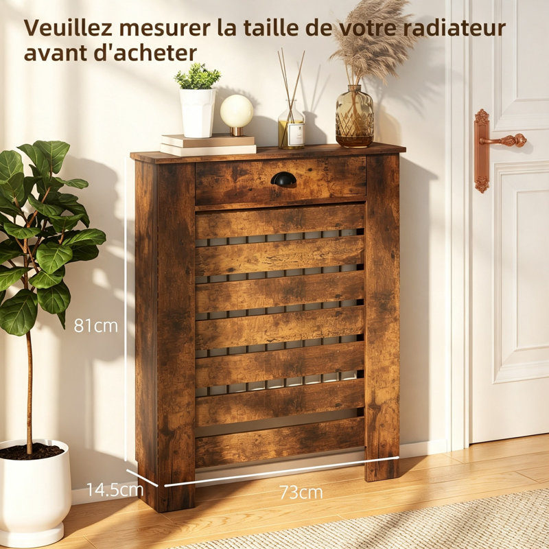 Small Radiator Cover, Rustic Brown