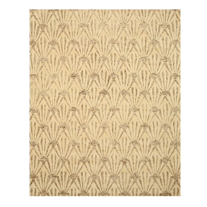 Tapis ivoire en laine et viscose touffeté à la main Chloe, Rectangle 7 pi 9 po x 9 pi 9 po