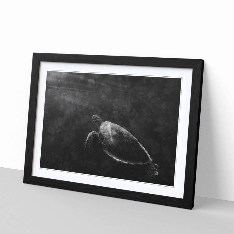 Sea Turtle - Picture Frame Painting Print, 24cm H x 33cm W x 2cm D, Black Framed