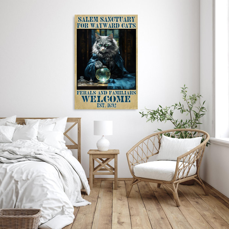 «Cat Salem Sanctuary» - 1 pièce Rectangle Ar Cat Salem Sanctuary sur toile, impression, H 36 po x l 24 po x P 1,25 po