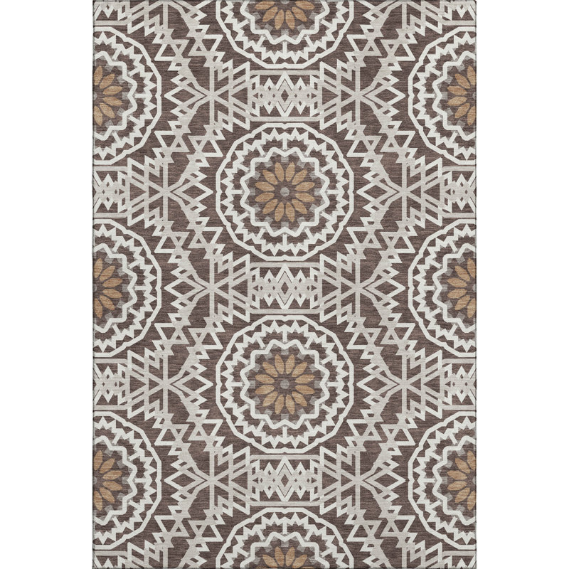 Tapis chocolat de qualité supérieure lavable à la machine Cerrito, Rectangulaire 3 pi x 5 pi