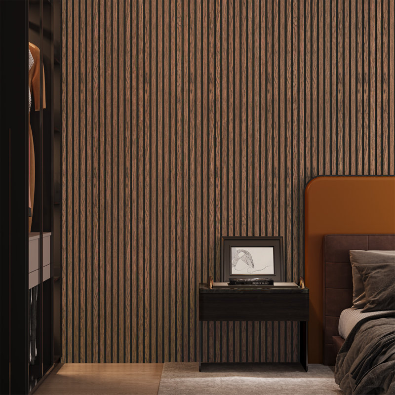 2pc x 94.5" x 24" 3D Acoustic/Sound proof Wood Slat Wall Panels(2 Piece/31.5 sq. ft.), 94.5" H x 24" W, Classic Brown