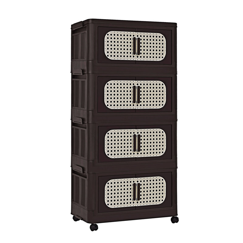 Armoire de rangement pliante avec roulettes, 40.57" H x 19.71" W x 11.83" D, Brown