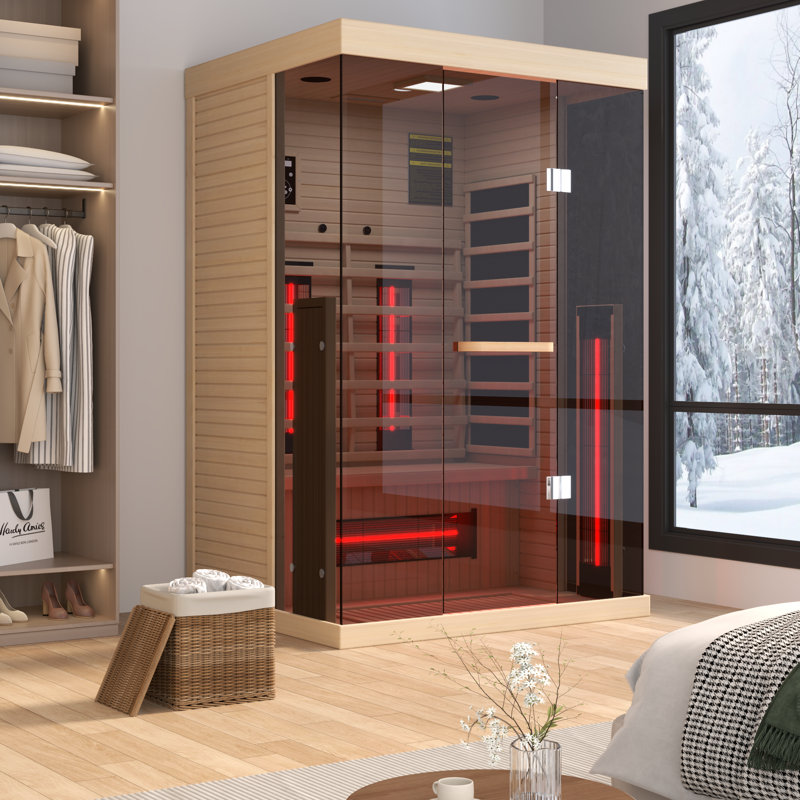 Erommy 2-Person Indoor Low Emf Far Infrared Sauna In Hemlock, Hemlock
