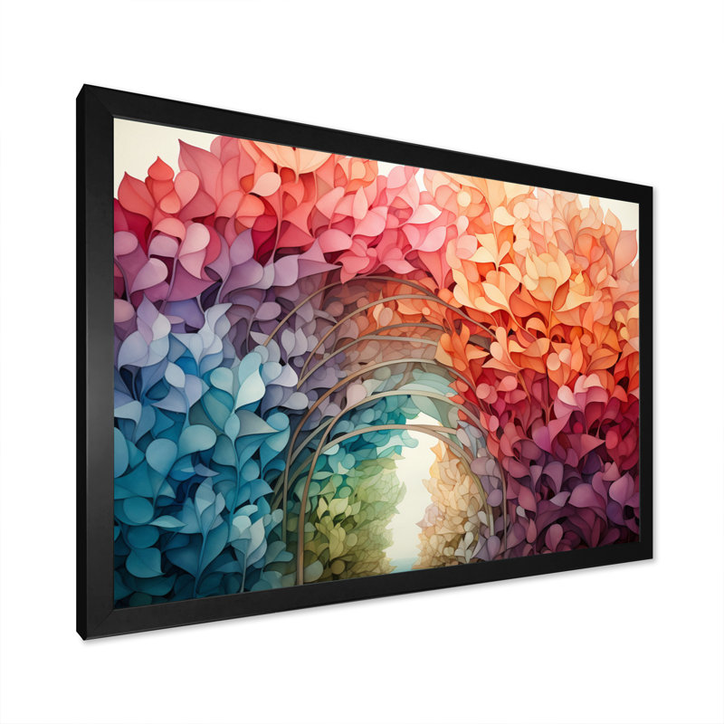 «Abstract Colorful Rainbow Arch I», reproduction d'art sur toile, Cadre simple noir, H 24 po x l 32 po x P 1 po
