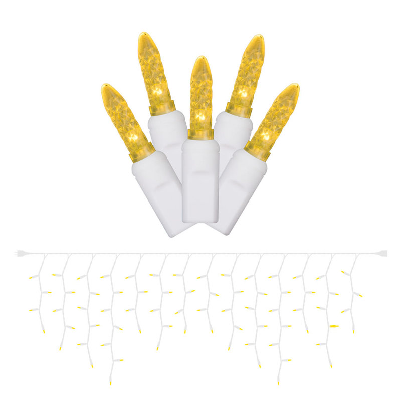 70 Lights Icicle Lighting, Yellow, 21" H x 2" W x 108" D