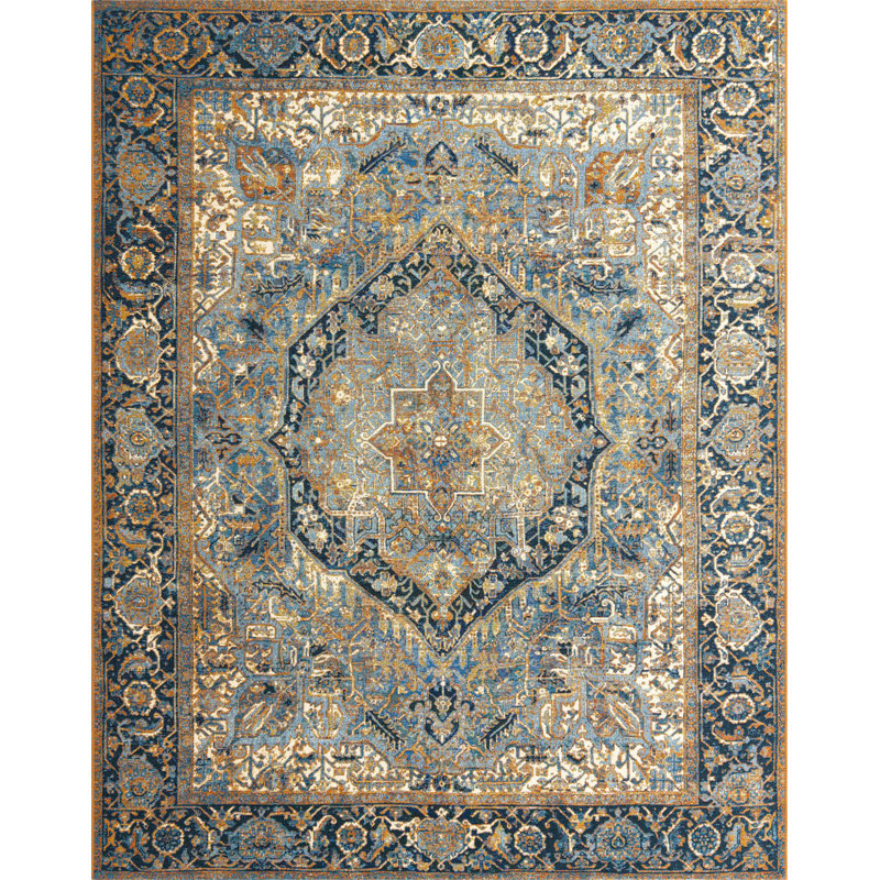 Blue Nosara Indoor/Outdoor Traditional Rug, Rectangle 10' x 12'