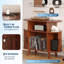 Meuble de rangement en vinyle pour vinyle, meuble pour tourne-disque rond en bois avec station de charge et tablettes ouvertes pour le salon de la chambre à coucher de style Mid-Century