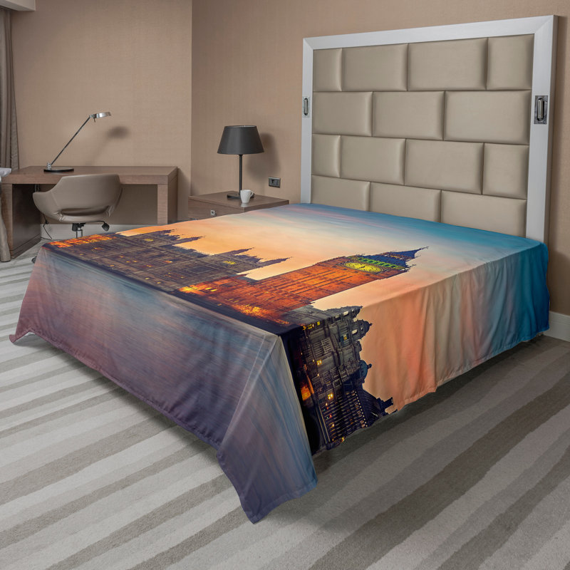 Multicolore Ambesonne, Drap plat pour très grand lit californien