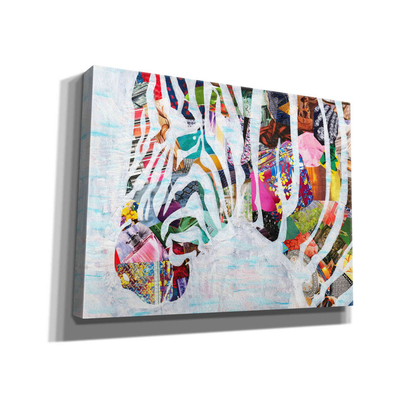 «Zebra» par Artpoptart, art mural sur toile, H 12 po x l 16 po x P 0,75 po