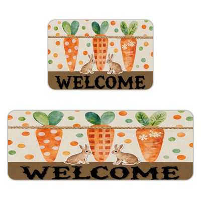 Carrots and Bunnies Welcome, Kitchen Mats Set of 2
