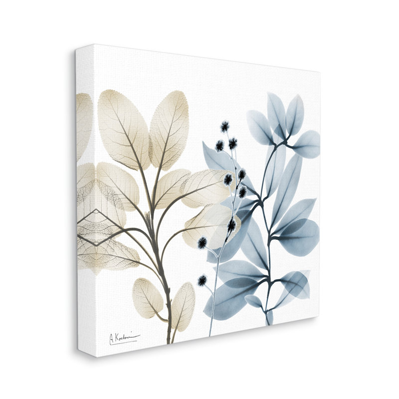 "Bleu et beige plantes sur toile" par Albert Koetsier, impression, H 24 po x l 24 po x P 1,5 po
