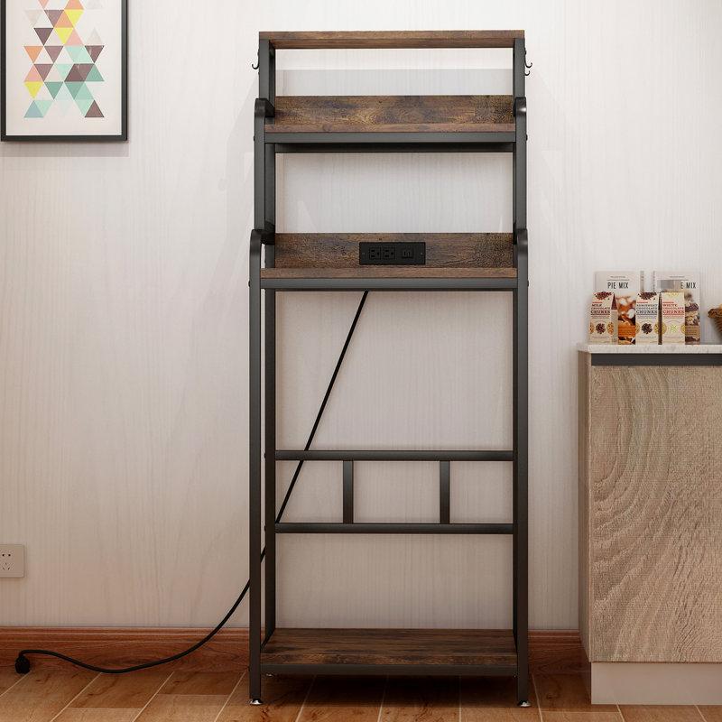 Mini armoire brune avec rangement, multi-usage dans divers espaces, rangement solide à 4 niveaux pour le bureau et la cuisine, trous réglables solides