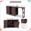 Îlot de table pliable de 78 po avec rangement pour poubelles, plateau et roulettes en acier inoxydable, bois de sapin massif, bleu gris-937606722