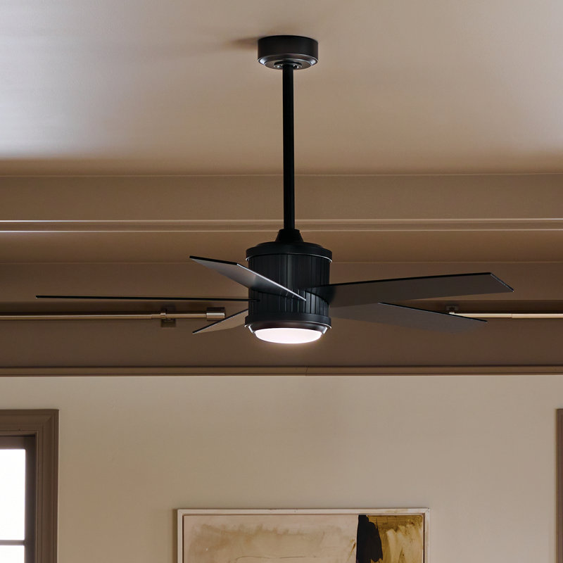 Ventilateur de plafond à DEL de 48 po Brahm avec pales réversibles noir satiné / argent et télécommande Brahm