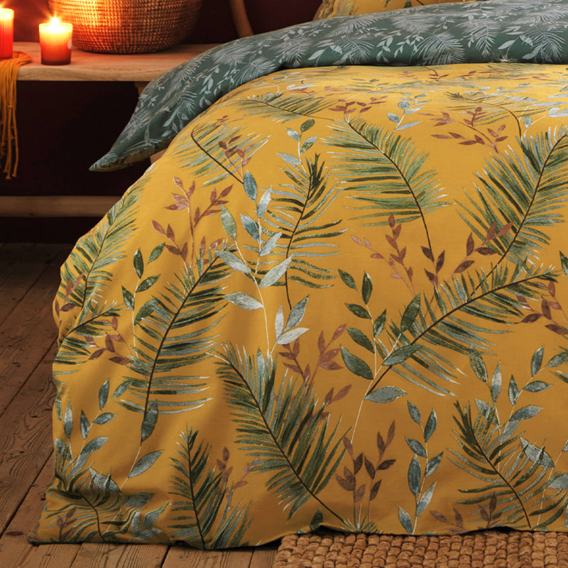Mazari Cotton Blend Floral Duvet Cover Set with Pillowcases Included, Double - 2 Standard Pillowcases