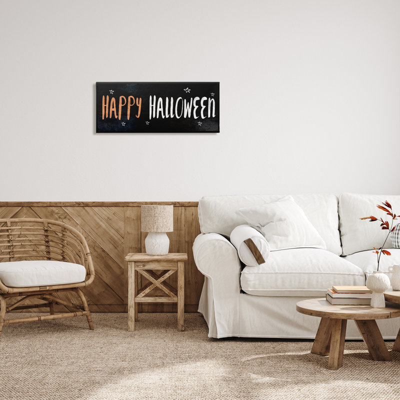 «Happy Halloween Spooky Stars», art textuel sur toile tendue, 13" H x 30" W