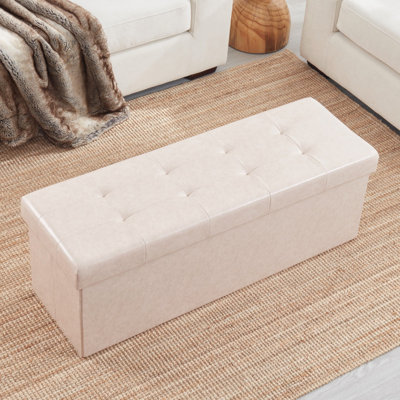 Faux Leather Ottoman