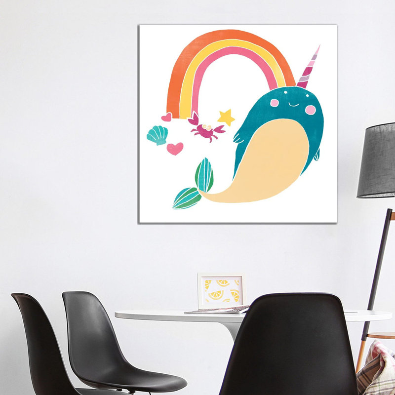 Happy Narwhals IV by June Erica Vess - Wrapped Canvas Print, 93.98 cm H x 93.98 cm W