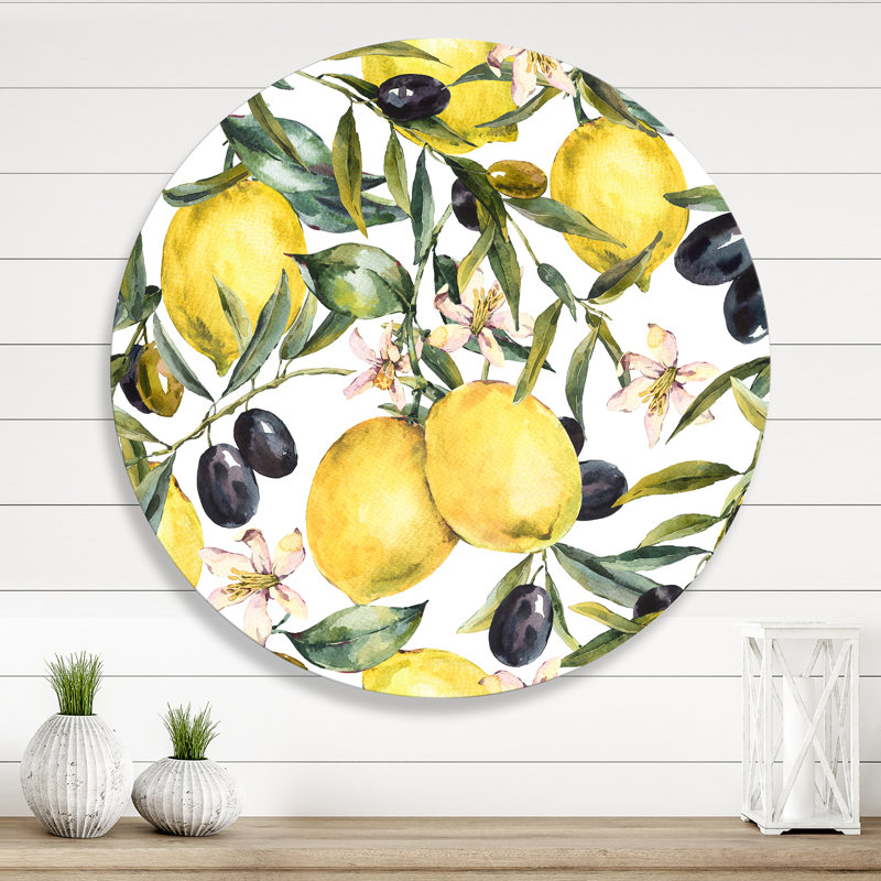 " Lemon And Olive Branches I ", 11" H x 11" W x 1" D