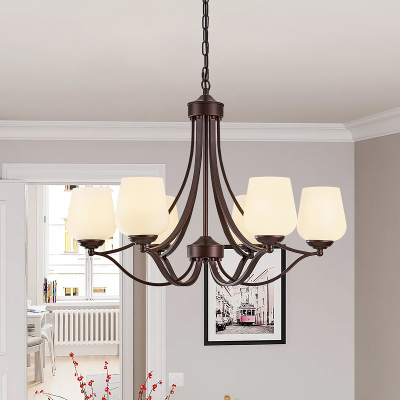 6 - Light Dimmable Classic / Traditional Chandelier, Oil Rubbed Bronze