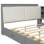 Lit plateforme double en bois gris avec tête de lit, tablettes, 2 tiroirs de qualité supérieure - Pin + fiabilité à long terme-378942662