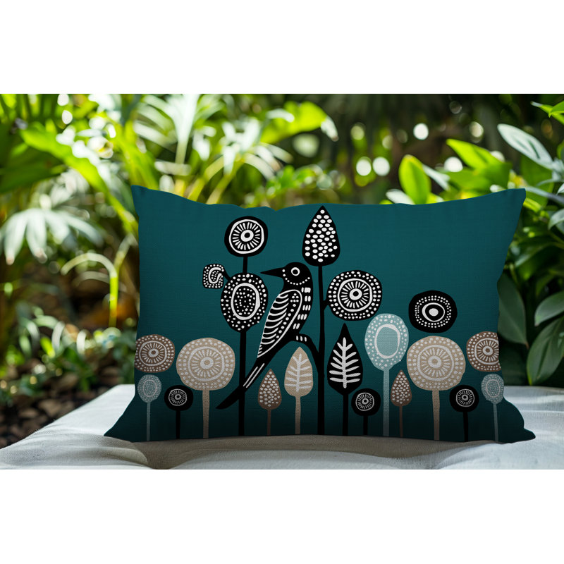 Oreiller rectangulaire réversible intérieur / extérieur pour oiseaux Olli10172025, Émeraude, Rectangle H 14 po x l 20 po