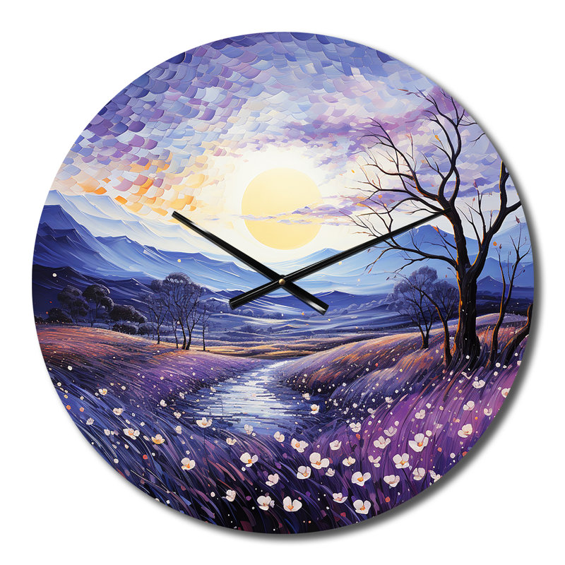 Horloge murale violets Field Pointillism Dot I, Moyenne