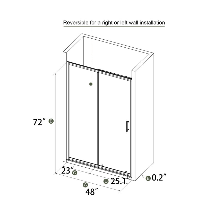 Single Sliding Shower Door Black 