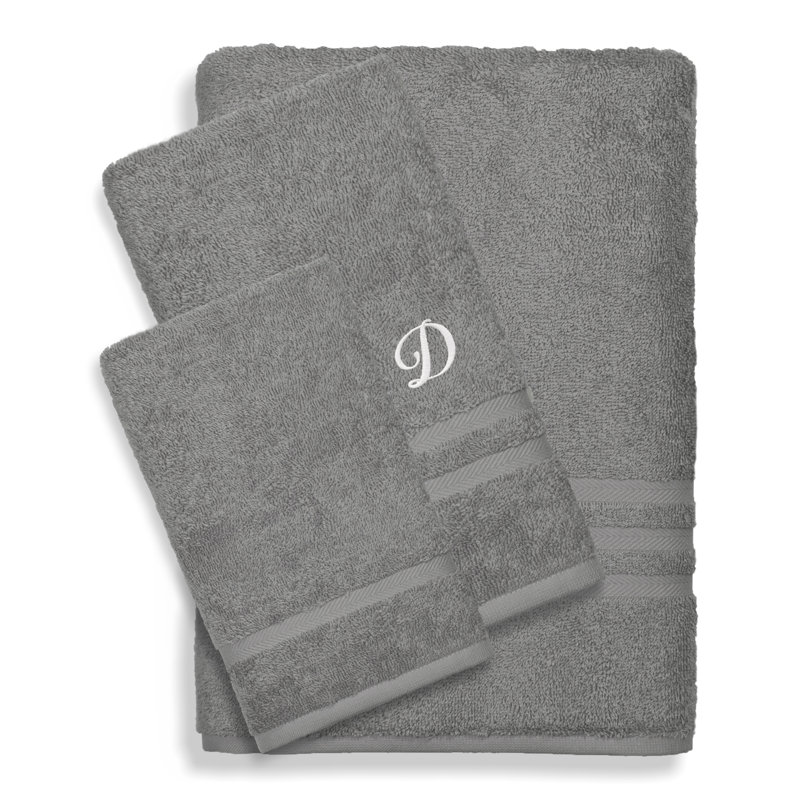 Ensemble de serviettes en coton 1 pièce Denzi, D, Gris foncé