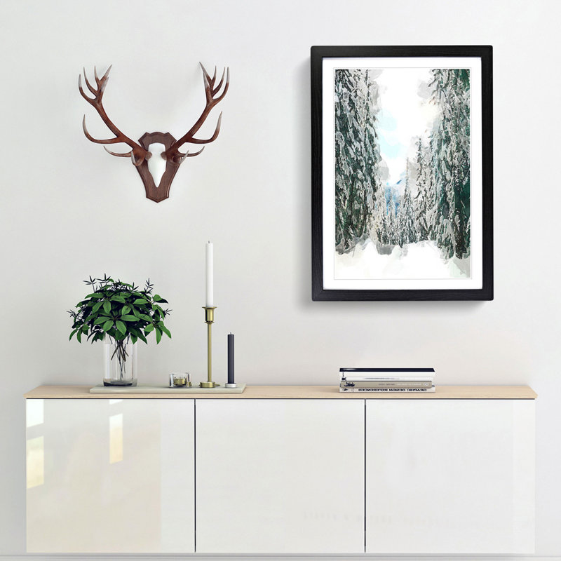 Winter Trail in Abstract - Picture Frame Graphic Art Print, 60cm H x 40cm W x 2cm D, Black