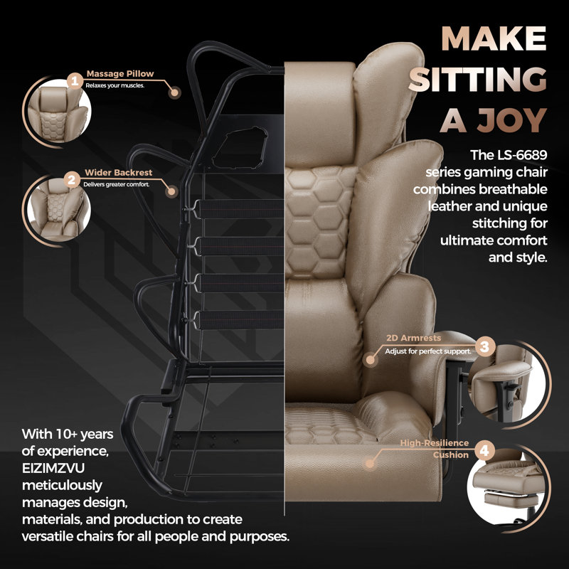 Executive Office Chair Ergonomic Office Desk Chair Height Adjustable Tilt 90-150° with Footrest and High Backrest PU Leather Luxury Swivel Chair Computer Chair and office