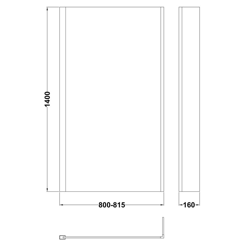 nuie 800mm Brushed Pewter Bath Screen