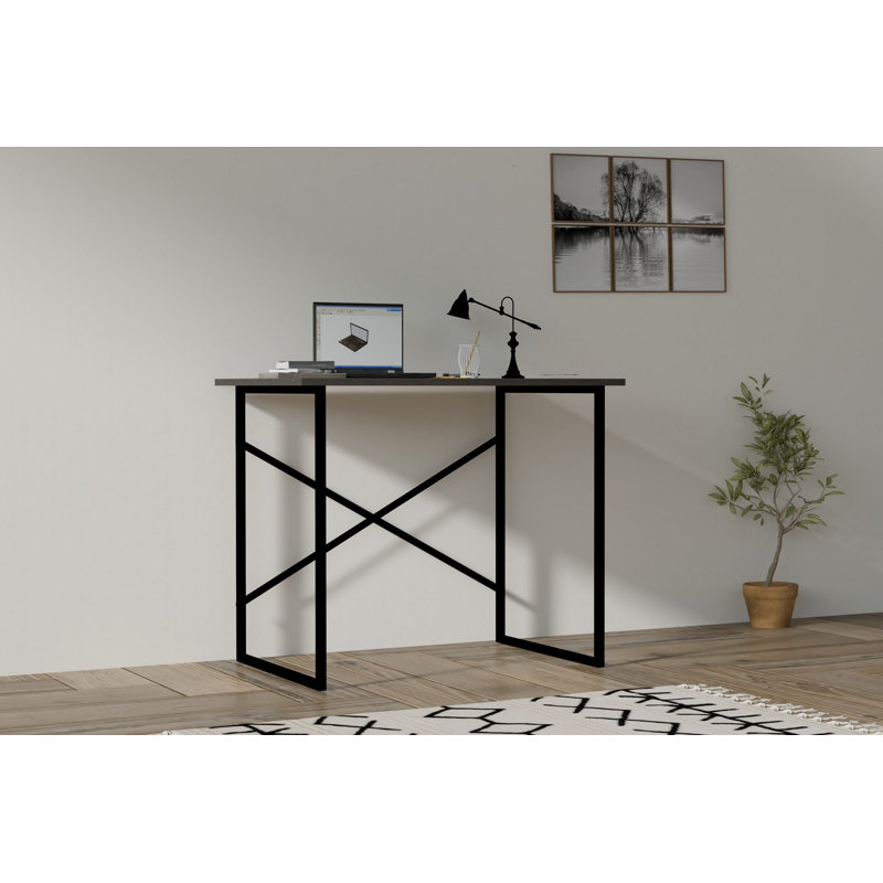 Bureau d'étude moderne, noir et anthracite, 35,4 x 29,9 x 22,0 pouces | 100% panneau de particules enduit de mélamine, épaisseur: 0,7 pouce | Fixation murale, parfaite pour le bureau personnel et l'école, conception scandinave