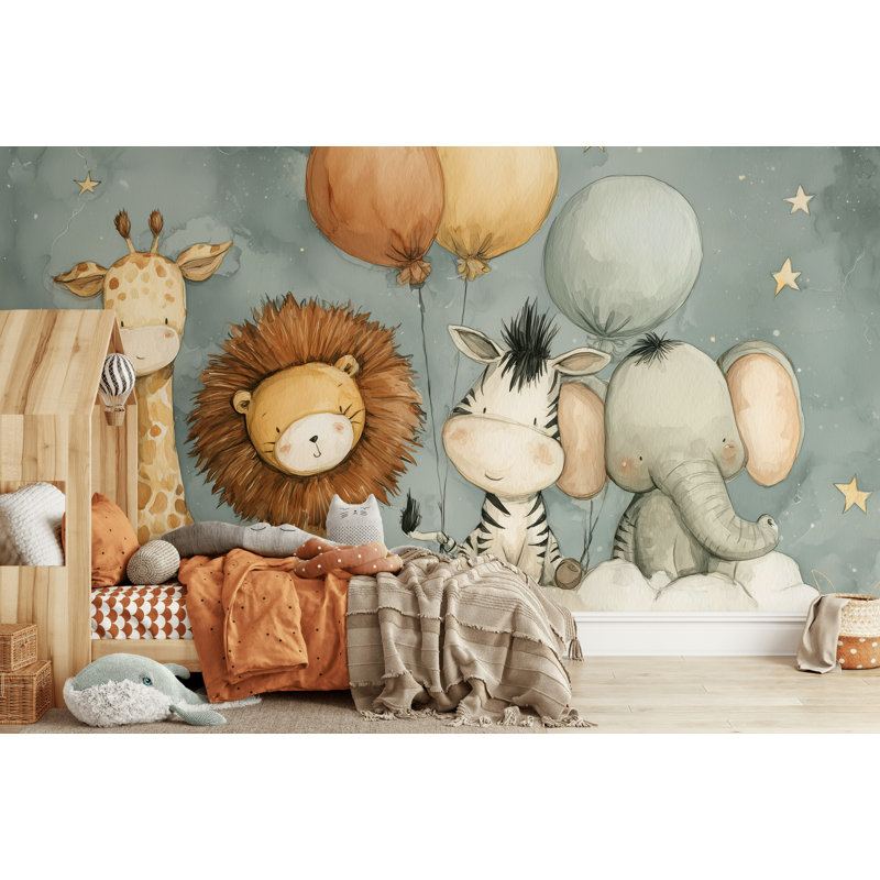 Papier peint animaux fantaisistes, Peler et coller, L: 112 po x H: 72 po