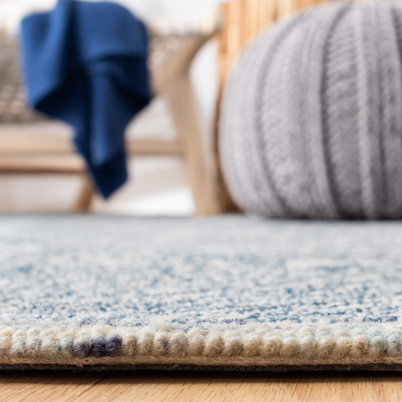 Tapis bleu en laine touffeté à la main Didonato, Rectangle 3 pi x 5 pi